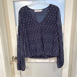 ASTR the Label V-Neck Navy with Gold Bohemien Top